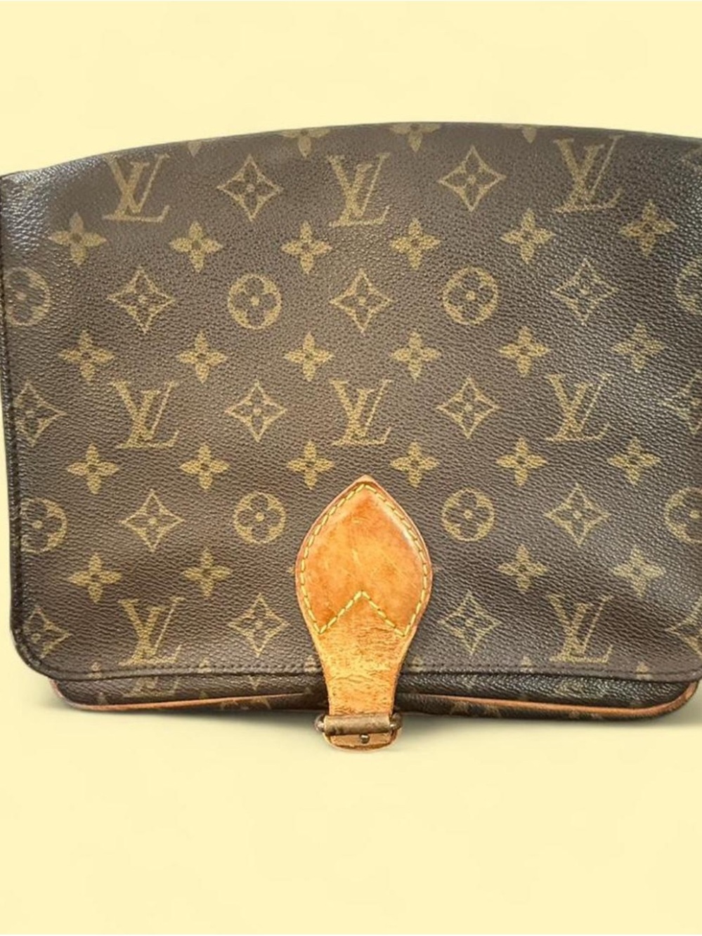 Louis Vuitton Vintage Monogram MM Flap Bag with Tan Leather Accents